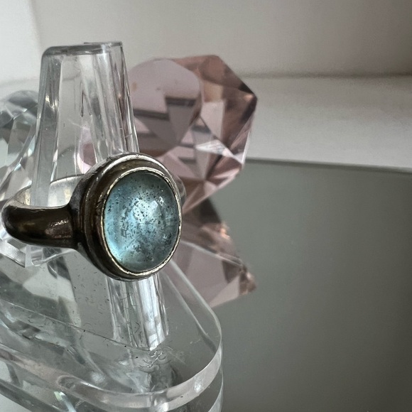 Lg sterling silver 925 raw call Raw Cabochon  aqua marine - Picture 7 of 14